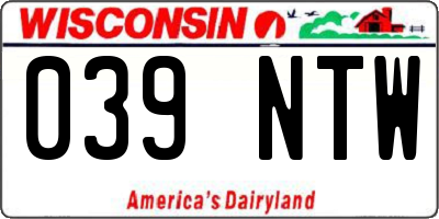 WI license plate 039NTW