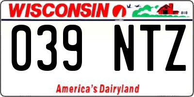 WI license plate 039NTZ