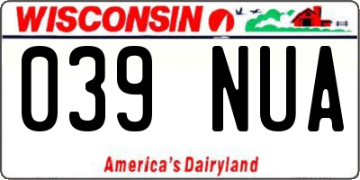 WI license plate 039NUA