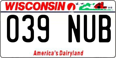 WI license plate 039NUB