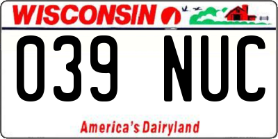 WI license plate 039NUC