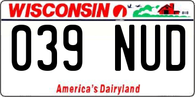 WI license plate 039NUD