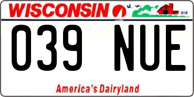 WI license plate 039NUE