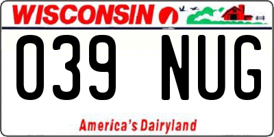 WI license plate 039NUG