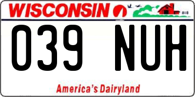 WI license plate 039NUH