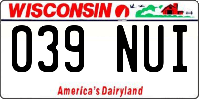 WI license plate 039NUI