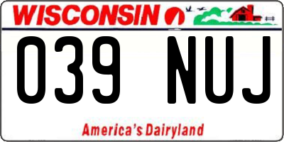 WI license plate 039NUJ