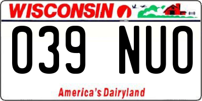 WI license plate 039NUO