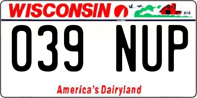 WI license plate 039NUP