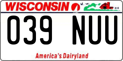 WI license plate 039NUU
