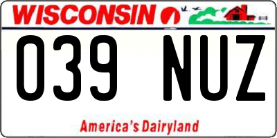 WI license plate 039NUZ