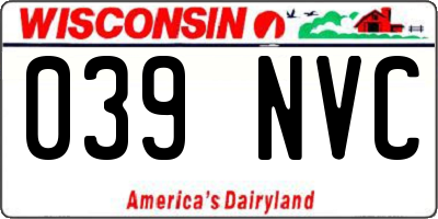 WI license plate 039NVC