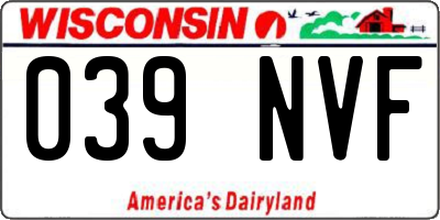 WI license plate 039NVF