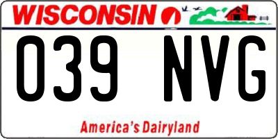 WI license plate 039NVG
