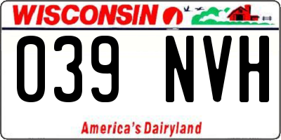 WI license plate 039NVH