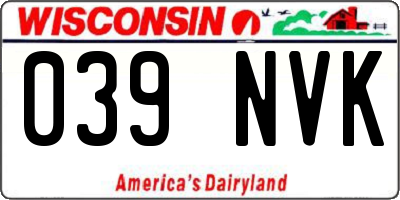WI license plate 039NVK