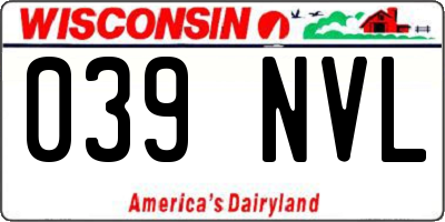 WI license plate 039NVL