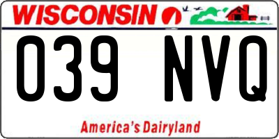 WI license plate 039NVQ