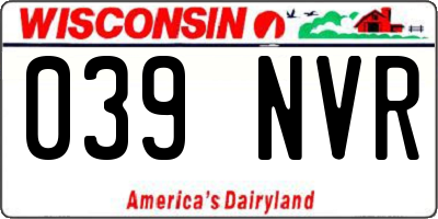 WI license plate 039NVR