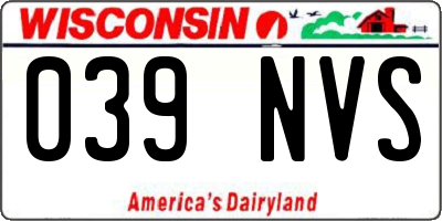 WI license plate 039NVS