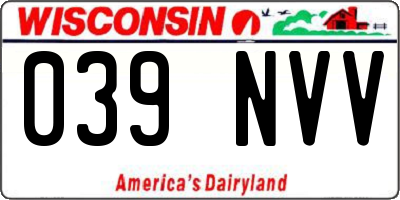 WI license plate 039NVV