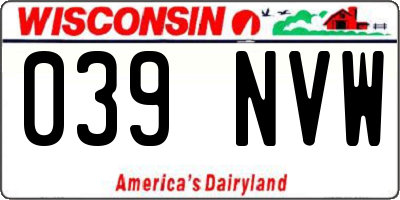 WI license plate 039NVW