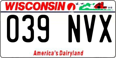 WI license plate 039NVX