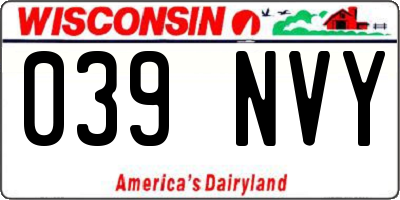 WI license plate 039NVY