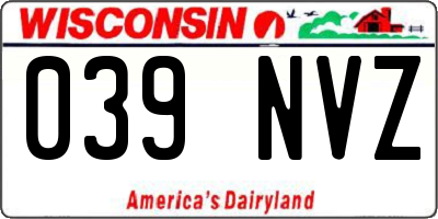 WI license plate 039NVZ