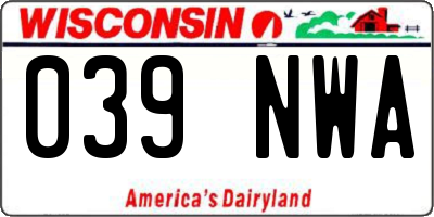 WI license plate 039NWA