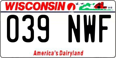 WI license plate 039NWF
