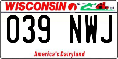 WI license plate 039NWJ