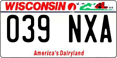 WI license plate 039NXA