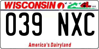 WI license plate 039NXC
