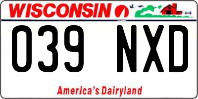 WI license plate 039NXD