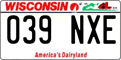 WI license plate 039NXE