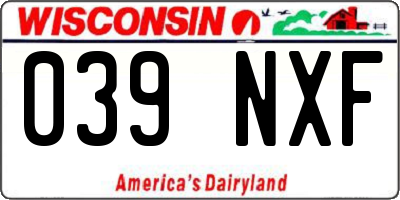 WI license plate 039NXF