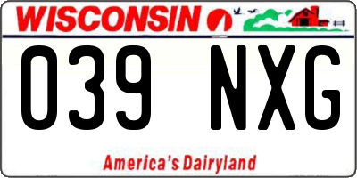 WI license plate 039NXG