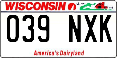 WI license plate 039NXK