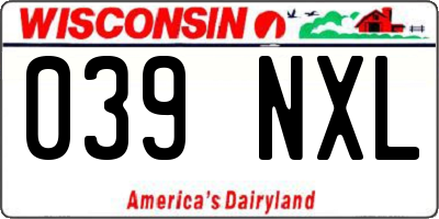 WI license plate 039NXL