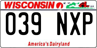 WI license plate 039NXP