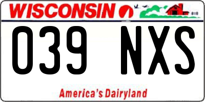 WI license plate 039NXS