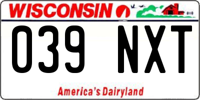 WI license plate 039NXT