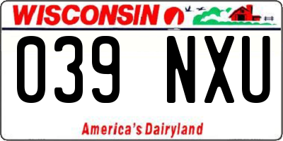 WI license plate 039NXU