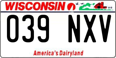 WI license plate 039NXV