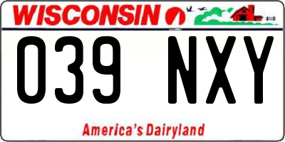 WI license plate 039NXY