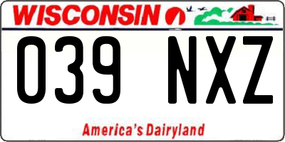 WI license plate 039NXZ