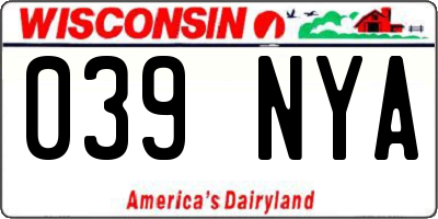 WI license plate 039NYA