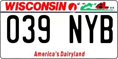 WI license plate 039NYB
