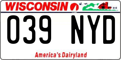 WI license plate 039NYD